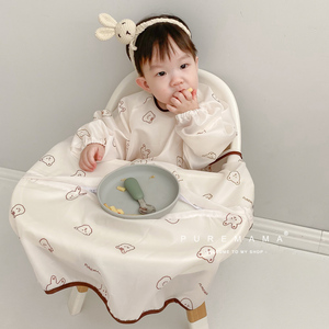 宝宝吃饭一体式餐椅反穿儿童罩衣防水防脏神器婴儿围兜可放吸盘碗