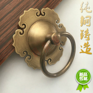 中式仿古纯铜大门门钹门环拉手木门对装把手复古别墅庭院全铜拉环