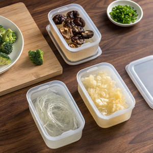 日本进口干货泡发盒香菇木耳沥水收纳盒长方形密封透明豆腐保鲜盒