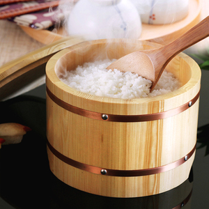 木制带盖饭桶白木制寿司饭桶储米桶装米箱保温饭桶寿司拌饭桶饭盆