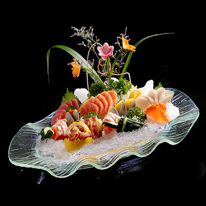 亚克力自助餐餐具酒店海鲜刺身盘位上鱼生冰盘日韩料理特色仿玻璃