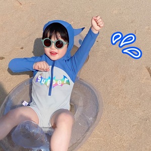 儿童泳衣男童长袖防晒恶魔卡通可爱泳装宝宝温泉韩国海边游泳婴幼