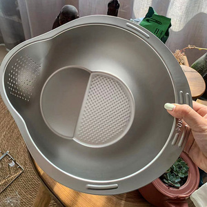 304不锈钢沥水篮多功能洗米筛水果盘家用淘米神器厨房专用洗菜盆