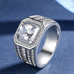 皓石镶钻石戒指男士潮牌霸气欧美个性时尚食指环结婚对戒仿真男戒