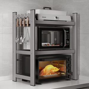 微波炉置物架烤箱架子厨房台面多功能收纳加厚新款双层不锈钢三层