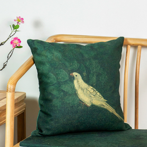 鸟壁画抱枕中式禅意枕套棉麻布艺红木沙发靠垫茶楼中国风靠枕客厅