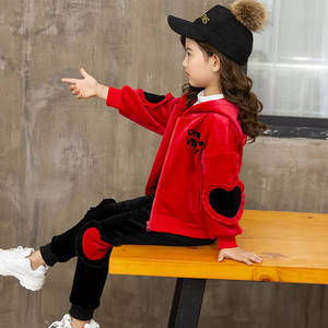女童金丝绒运动套装2023秋冬洋气网红酷帅时尚连帽开衫卫衣两件套