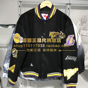 杰克琼斯潮官网正品21年NBA联名湖人毛呢秋冬夹克外套 221427003