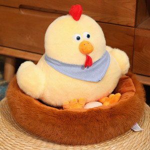 创意小鸡窝公仔孵鸡蛋的小黄鸡玩偶可爱毛绒玩具儿童女生生日礼物