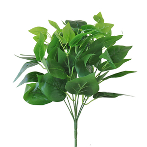 单支树叶绿萝插花假花仿真小花束塑料花把束绿色植物绿叶假草装饰