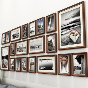 客厅实木木质相框挂墙墙上照片欧式装饰大尺寸免打孔画框组合创意