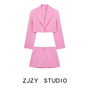 ZR 欧美风 ZA女装 法式小众 时尚休闲短款西装外套 2010754 644