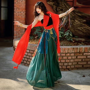 沙漠裙子异域风情西域古装云南丽江旅游穿搭女装新疆西藏拍照衣服
