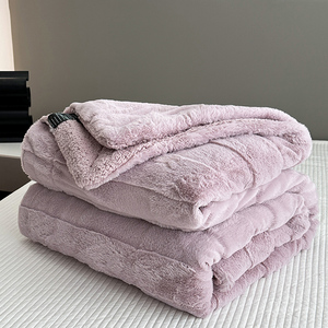 加厚双层兔毛绒毛毯被子冬季保暖牛奶绒毯子床上用盖毯沙发小毯子