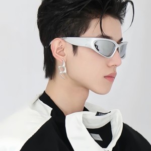 新款男士欧美Y2K超酷黑色防紫外线太阳眼镜赛博朋克未来感墨镜潮