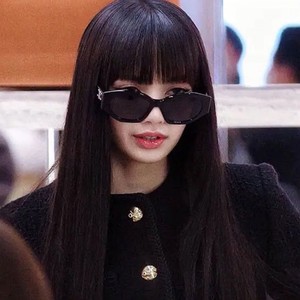 Lisa同款多边形黑色大框墨镜女2023年新款高级感圆脸太阳眼镜防晒