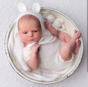 新生婴儿小猪小兔造型摄影服装满月宝宝拍照创意手工毛线玩偶套装