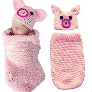 宝宝拍照服装婴儿满月摄影衣服儿童百天照相小猪造型睡袋服装