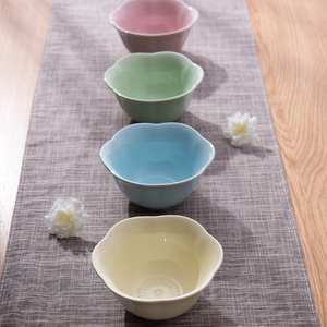 五色创意日式梅花餐具陶瓷碗家用饭碗汤碗大面碗可爱水果碗沙拉碗