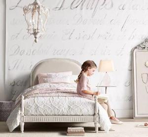 美式现代简约儿童床实木雕刻软包高背女孩复古白色现代架子公主床