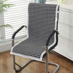 棉线加厚办公老板坐垫躺椅连靠背椅垫纯色带扣座垫防滑包邮