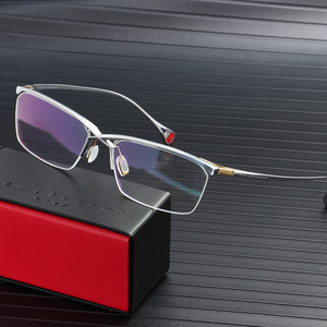 洛伊曼 奥山清行纯钛半框眼镜框男商务设计款日本手工眉线近视镜