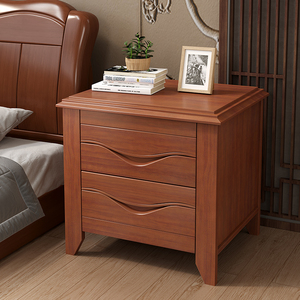 简约现代纯实木床头柜家用卧室床边柜中古式床边收纳柜置物储存柜