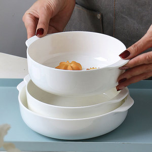 盘子炒菜盘家用深盘子碟子陶瓷蒸蛋汤盘简约创意骨瓷餐盘深盘中式