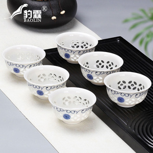透明功夫小茶杯陶瓷茶盏茶碗家用单个紫砂主人杯泡茶茶具玻璃套装