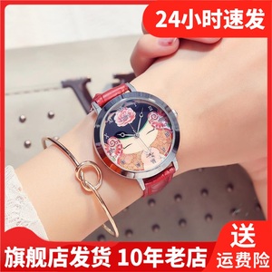 HIIN 乐心石英机芯手表复刻防水复古学生女韩版指针式腕表6116