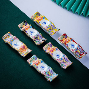 珐琅彩三两用筷子架家用主高端汤勺子托架会所酒店中式景德镇陶瓷