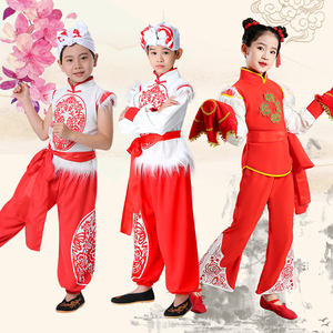 儿童安塞腰鼓舞蹈服装陕西民歌演出服中小学秧歌武术服打鼓表演服