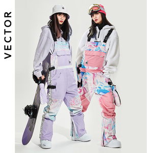 VECTOR新款单板宽松背带滑雪裤防风防水男女士情侣保暖ins滑雪服