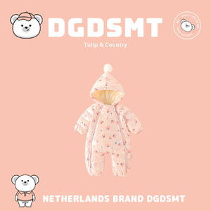 荷兰DGDSMT新生婴儿冬季轻薄羽绒服女宝宝连体衣超萌双拉链外出服