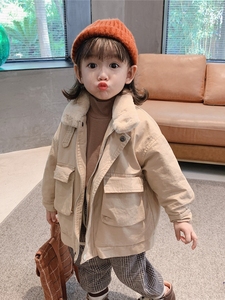 韩国代购女童加绒外套2020新款儿童冬装加厚保暖夹克宝宝韩版风衣