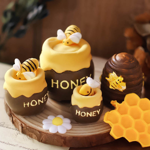 烘焙蛋糕模具小蜜蜂蜂蜜桶蜂窝田园风翻糖粘土模糖艺烛模皂模