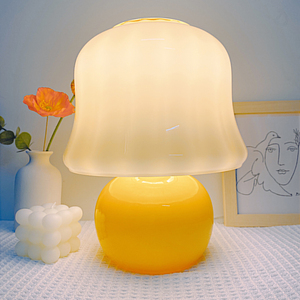 法式奶油台灯蘑菇Muran中古琉璃客厅氛围装饰卧室床头灯高级感