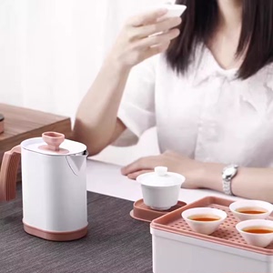 佰宝DCH-206旅行茶具套装便携包一壶三杯功夫带电热烧水壶带茶盘