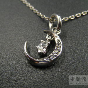 永观堂【Vintage珠宝】日本制 月亮星星水晶 可叠戴 纯银吊坠项链