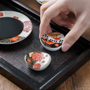 美浓烧日本进口筷子托架日式和风龟鹤陶瓷筷枕餐具礼盒装送礼礼品