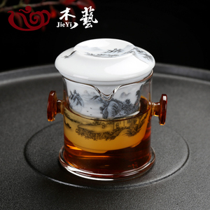玻璃陶瓷泡 红茶茶具 耐热双耳玻璃红茶杯壶泡茶器 红茶哨子