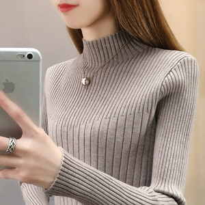 韩版秋装2023新款修身内搭针织打底衫洋气毛线半高领女士网红毛衣