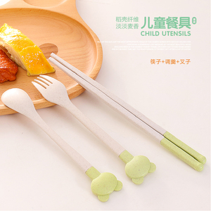依蔓特韩版儿童便携餐具日式学生可爱叉子勺子筷子套装