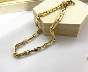 高端气质款式18k真金电镀金色几何链条短项链设计感锁骨链女