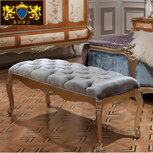 欧式床尾凳实木换鞋凳布艺软包沙发凳时尚创意卧室脚凳美式床边凳
