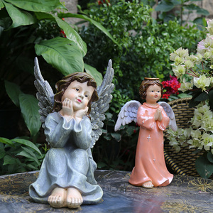 庭院装饰 户外花园 园艺装饰品摆件树脂人物欧式小天使摆件 雕塑