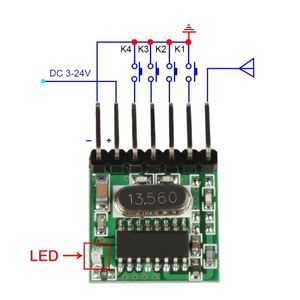 RF无线发射模块1527学习码4路编码型433/315M微型4按键遥控器PCBA