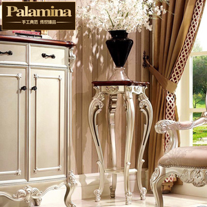 帕拉美娜 简欧实木雕花欧式花架 美式别墅花台 欧式客厅摆件家具