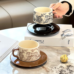 陶瓷咖啡杯碟套装创意高颜值杯子高级感高档精致下午茶茶具马克杯