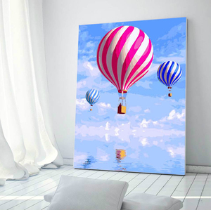 diy数字油画风景减压手工填充上色油彩手绘卧室客厅装饰画 热气球